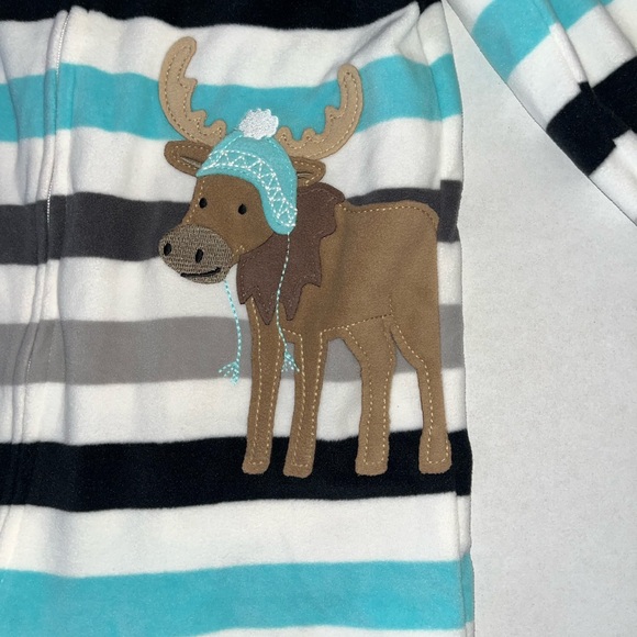 Carter’s Simple Joy 3T Striped Blue Gray Blue 1 Piece Winter Cute Winter Moose - Picture 7 of 10